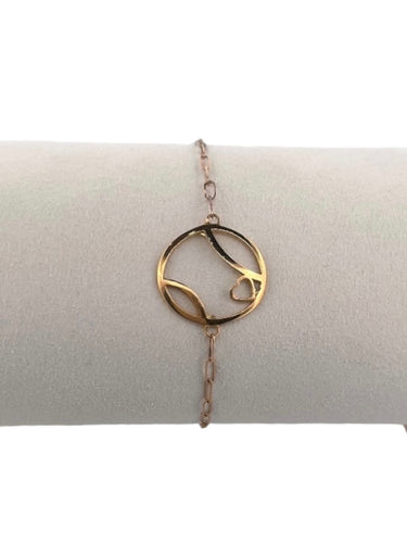 A gorgeous Tennis Ball + Heart Solid 14k Gold  Bracelet.  Light enough to play in!  Strong enough to last forever!