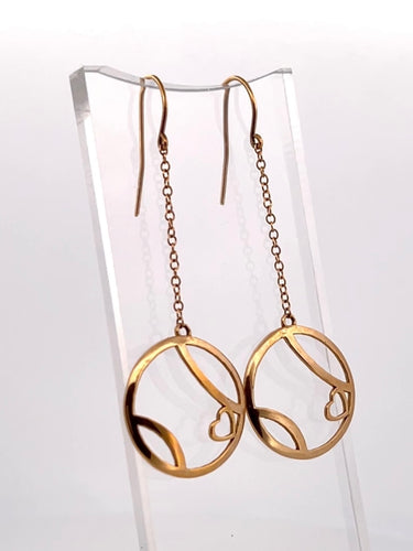 A gorgeous pair of Tennis Ball + Heart Solid 14k Gold  Earrings.  The ball is 3/4