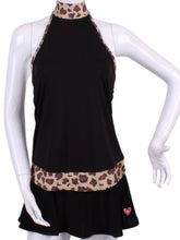 Load image into Gallery viewer, An elegant tennis blouse - silky soft - light - and quick drying breathable fabric.   The neck ribbon ties in a bow with an open back - and the shoulders are framed nicely for a sexy look.  Protect your neck and chest from the sun.
