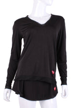 Load image into Gallery viewer, This top is soooo gorgeous!    It’s called the Long Sleeve Very Vee Tee - because as you can see - the Vee is - well you know - VERY VEE!  This top is seductive in a sweet way!  You feel nearly naked in it.  So go ahead - hit that ace!  Flattering and free - that’s what this top is.
