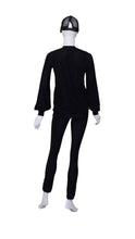 Load image into Gallery viewer, Black Velvet Long Sleeve Warm Up Top
