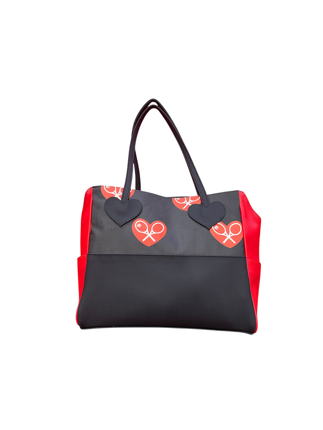 Mid Hearts on Black Red Sides Mini LOVE Tote