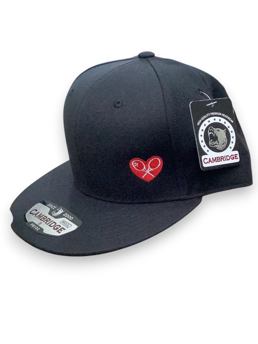 Cambridge Black Wool Hearts and Rackets Hat