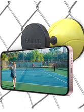 Load image into Gallery viewer, Cute gift or for yourself film your match on your phone to see your strengths and weaknesses on the court.    This mounts onto the nearby fence and has a magnet to securely hold your phone.
