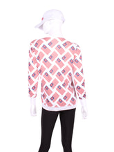 Load image into Gallery viewer, All soft yummy black fabric!  It’s called the Long Sleeve Very Vee Tee - because as you can see - the Vee is - well you know - VERY VEE!  For the tennis lady who loves to leave her chest open - but cover her arms (and other bits) this top is seductive in a sweet way!
