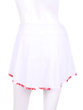 Load image into Gallery viewer, This is our limited edition Gladiator Skirt White With Red Stitching.  This piece has a silky soft and quick-drying matching shorties, and binding to match.  We make these in very small quantities - by design.  Unique.  Luxurious.  Comfortable.  Cool.  Fun.
