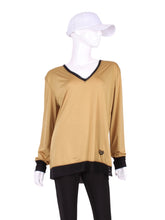 Load image into Gallery viewer, This top is soooo gorgeous!  The collar and cuffs are accented with feminine mesh and the body is flowy and soft.  It’s called the Long Sleeve Very Vee Tee - because as you can see - the Vee is - well you know - VERY VEE!
