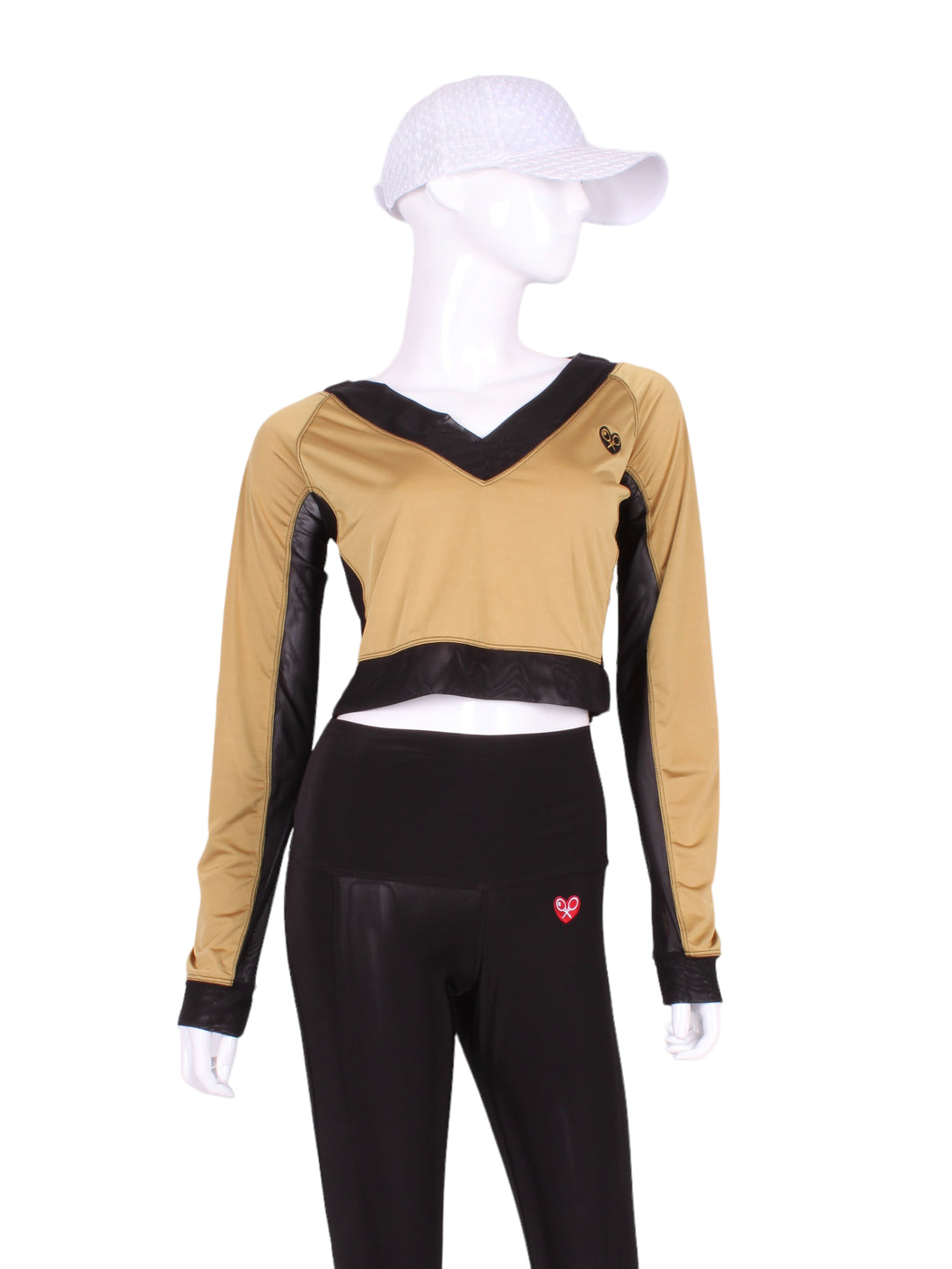 These short tops offer great chest and arm protection from the sun, but have mesh under the arm to keep you COOL while you play.  Designed very short to allow for access to the back pocket on my court to cocktails tennis dresses.