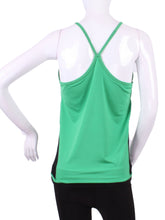 Load image into Gallery viewer, This is my top with the least coverage.  Aptly named the Tiny Tank!  It has a deep scoop neckline and strappy cross back. (If you have boobs....it WILL show your sports bra - if you wear one that is....)  Very light and cool - this top is for a tennis player who either doesn’t wear a sports bra OR wears one under.  This top is not supportive.  It’s more of a feather draping over your chest!
