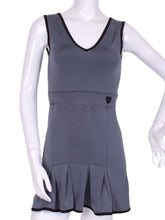 Load image into Gallery viewer, The Angelina Dress is from our sophisticated and elegant collections, for women with a flair for looking good.   Wear this stunning piece straight from the court....to cocktails.  This style is in our grey design, with a flattering v-neck neckline.
