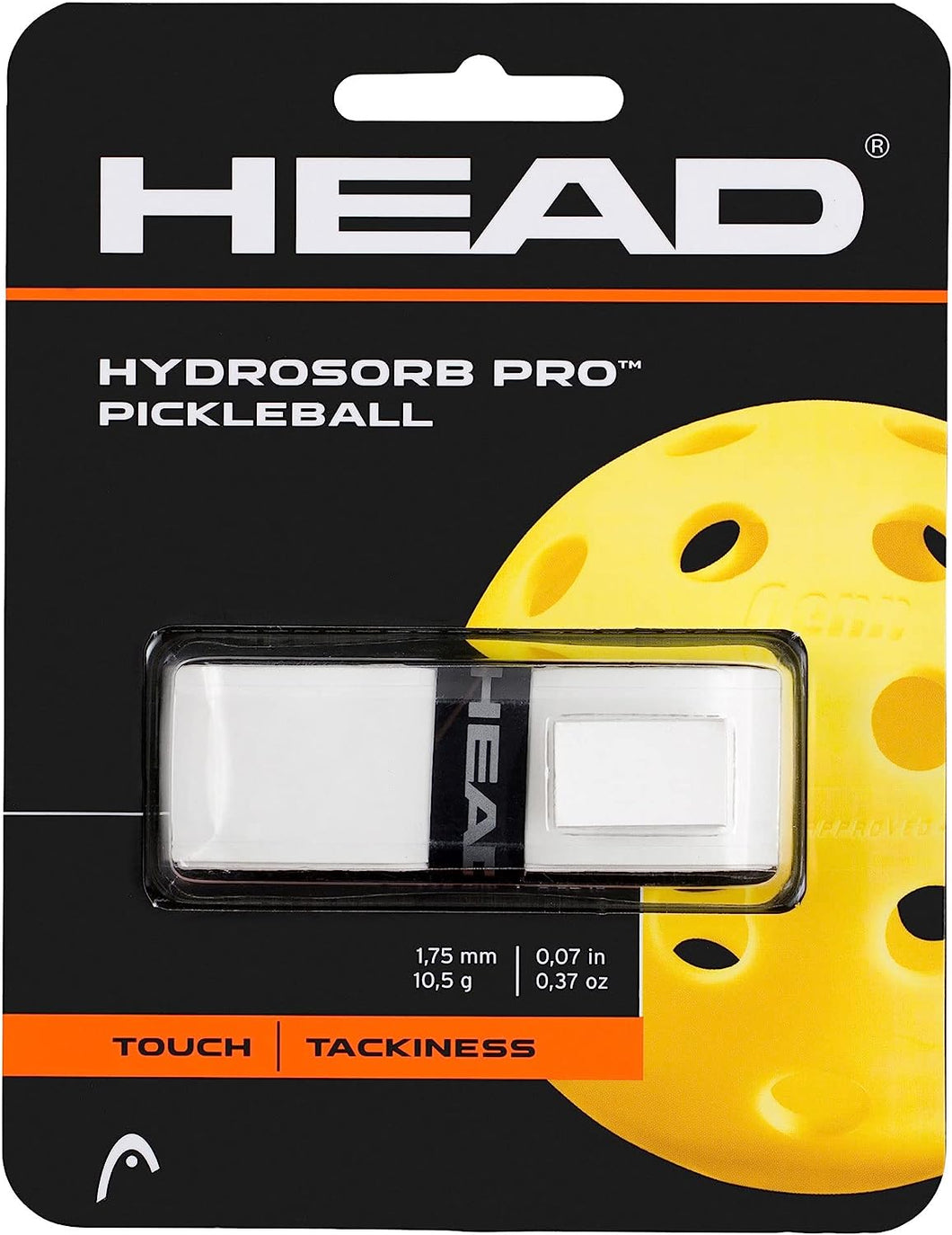 The HYDROSORB PRO PICKLEBALL is thinner for perfect feel of the paddle and more perforated for higher sweat absorption. It also features the twin-channel system's two materials that ensure cushioning and airflow, while a high-tack elastomer surface provides perfect grip. Available in black or white, this replacement grip is perfect for those who want a great feel and a tacky, comfortable grip.