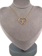 Load image into Gallery viewer, Heart + Rackets Solid Gold Tennis Necklace
