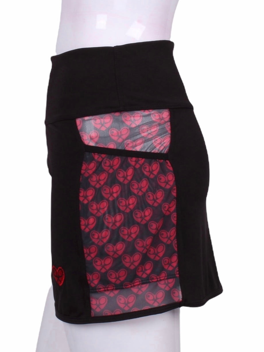 Straight Skirt - Black and Heart Mesh
