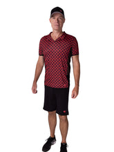 Load image into Gallery viewer, The Limited Long Men&#39;s Polo Shirt Mini Red Hearts With Mesh is a stylish and comfortable clothing item designed to cater to both fashion and functionality. Crafted with care in Downtown, Los Angeles.

