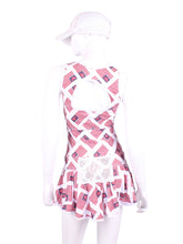 Load image into Gallery viewer, God Bless America!  Show your patriotism with this very fun edition of our best selling dress! The Sandra Mee Dress offers a playful, fun, and very flirty look. Our dress is fitted, and flares out at the skirt with cute cut out &#39;&#39;O&#39;&#39; in the back. It is perfect for tennis, running and golf (with our Leg Lengthening Leggings), and of course, a trip to your after-court party with your friends. It was designed for confident women like you!
