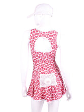 Load image into Gallery viewer, Super fun tiny heart print on this one!  Let the Love Love flow! The Sandra Mee Dress offers a playful, fun, and very flirty look. Our dress is fitted, and flares out at the skirt with cute cut out &#39;&#39;O&#39;&#39; in the back. It is perfect for tennis, running and golf (with our Leg Lengthening Leggings), and of course, a trip to your after-court party with your friends. It was designed for confident women like you!
