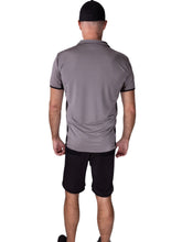 Load image into Gallery viewer, The luxury tennis Men&#39;s Polo Shirt in Grey With Mesh is a high-end athletic apparel piece designed for tennis enthusiasts who prioritize both style and performance. This polo shirt features a sophisticated grey color with strategically placed mesh panels for enhanced breathability and moisture-wicking properties. 
