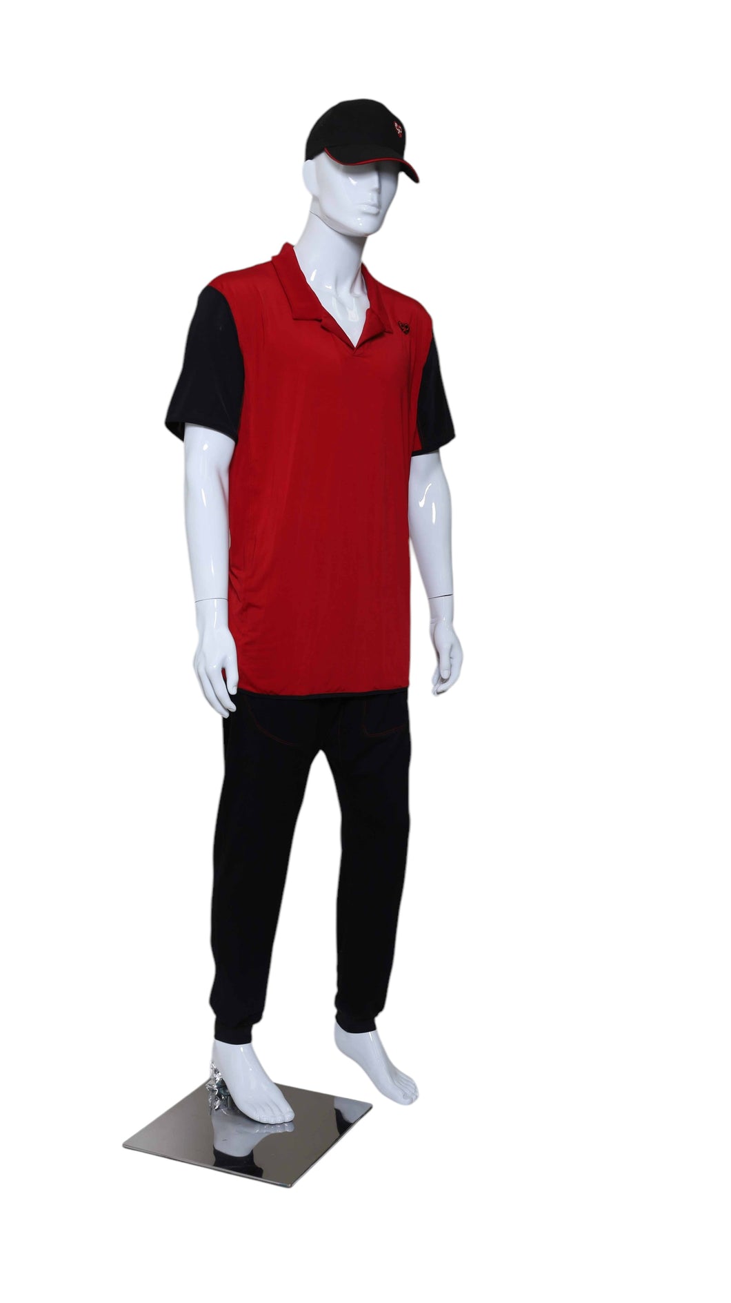 Men's Short Sleeve Polo Red With Black Sleeves