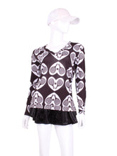 Load image into Gallery viewer, Cute Black Pickleball Hearts in a Diamond Shape.  It’s called the Long Sleeve Very Vee Tee - because as you can see - the Vee is - well you know - VERY VEE!
