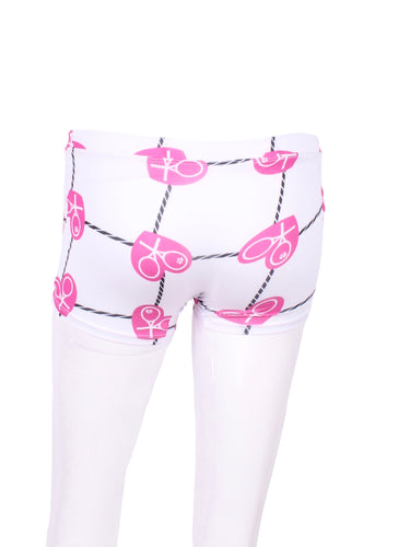 These sexy white low rise shorts are going to want to be seen!   Very light and airy.  The perfect underwear to have for the court-to-cocktails tennis dresses.  Reach up higher for that serve - and show off your LOVE shorties!