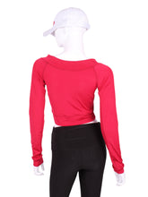 Load image into Gallery viewer, This vee neckline tops arm protection from the sun. Designed very short to allow for access to the back pocket on my court to cocktails tennis dresses. Soft and silky fabric.
