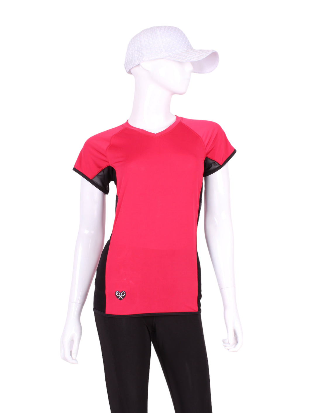 Vee neck and short sleeve t-shirt with mesh