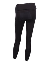 Load image into Gallery viewer, Roll Down Leg Lengthening Leggings Black With Back Pocket
