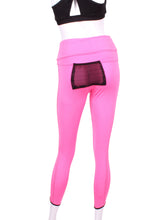 Load image into Gallery viewer, This is our limited edition rolled/high waist leggings in Pink.  This piece has a silky soft and quick-drying.  We make these in very small quantities - by design.  Unique.  Luxurious.  Comfortable.  Cool.  Fun.
