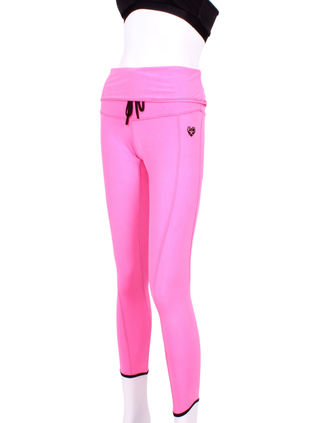 This is our limited edition rolled/high waist leggings in Pink.  This piece has a silky soft and quick-drying.  We make these in very small quantities - by design.  Unique.  Luxurious.  Comfortable.  Cool.  Fun.