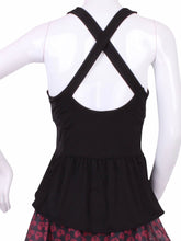 Load image into Gallery viewer, An elegant tennis ruffle top - silky soft - light - and quick-drying breathable fabric.   Scoop neckline front and crossed back with two-needle cover stitch at each seam.   Smooth binding finishes the edges with class.  The most comfortable and feminine tennis top.  These pieces run small for a more petite woman - under 5’8” - for the medium max 34 D
