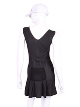 Load image into Gallery viewer, The Angelina Dress is from our sophisticated and elegant collections, for women with a flair for looking good. Our dress is fitted through the bodice, and flares out at the skirt. It is perfect for tennis, running and golf, and of course, a trip to your after-court party with your friends. It was designed for confident women like you!   Wear this stunning piece straight from the court to cocktails.
