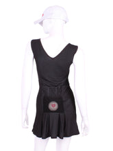 Load image into Gallery viewer, The Angelina Dress is from our sophisticated and elegant collections, for women with a flair for looking good. Our dress is fitted through the bodice, and flares out at the skirt. It is perfect for tennis, running and golf, and of course, a trip to your after-court party with your friends. It was designed for confident women like you!   Wear this stunning piece straight from the court to cocktails.
