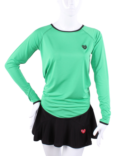 This is our limited edition Tie Back Long Sleeve Green Top  This piece has a silky and soft fabric and you can style and tie it by your own choice.   We make these in very small quantities - by design.  Unique.  Luxurious.  Comfortable.  Cool.  Fun. 