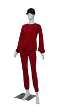 Load image into Gallery viewer, Solid Red Long Sleeve Warm Up Top
