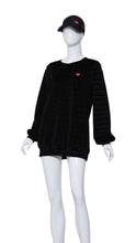 Load image into Gallery viewer, Striped Black Velvet Long Sleeve Warm Up Top
