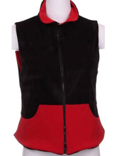 Load image into Gallery viewer, Our popular reversible vests can pair perfectly with any of our signature warm up pants! They are both soft and warm with pockets on both sides for your tennis balls.  This style is in our Black Velvet + Red design.  Machine wash cold and hang dry.
