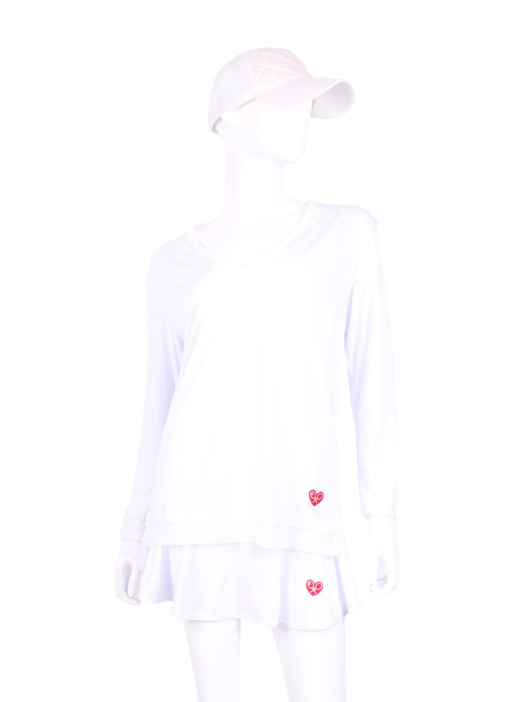 For the tennis lady who loves to leave her chest open - but cover her arms (and other bits) this top is seductive in a sweet way!