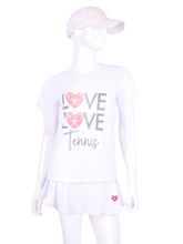 Load image into Gallery viewer, Super thin and soft V-Neck T-shirt with Love Love Tennis Print on both front and back. 

