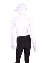Load image into Gallery viewer, These short tops offer great chest and arm protection from the sun. Made for a confident woman like you ;)  Designed very short to allow for access to the back pocket on my court to cocktails tennis dresses.
