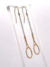 Load and play video in Gallery viewer, 1” Tennis Racket Solid Gold Earrings
