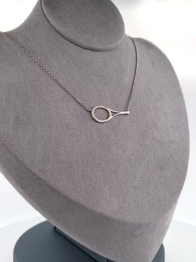 This choker necklace has a horizontal solid 14k yellow gold 1" racket with loads of Diamonds!  With the dainty and very fancy shiny gold chain.  The length is 17".  This racket design is exclusively mine and hand crafted by a team in downtown Los Angeles.