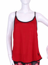 Load image into Gallery viewer, A cool and flowy Baggy Tank tennis top for ultimate comfort.  A deep scoop neckline front and strappy high back with two-needle cover stitch at each seam.   Smooth black binding finishes the edges.
