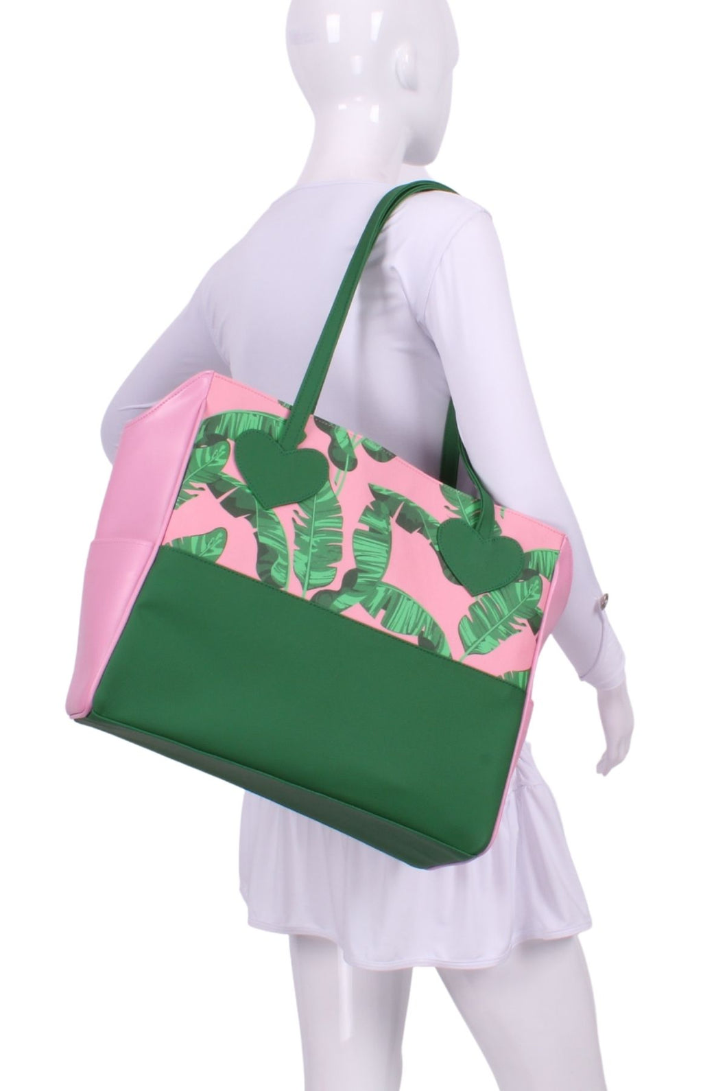 Banana Leaf on Pink + Pink Mini LOVE Tote, Tennis Bags, Luxury Tennis, White Tennis Bags, Beverly Hills Tennis