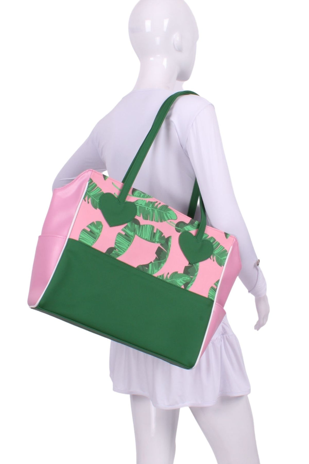 Banana Leaf on Pink + White Green Mini LOVE Tote - I LOVE MY DOUBLES PARTNER!!!