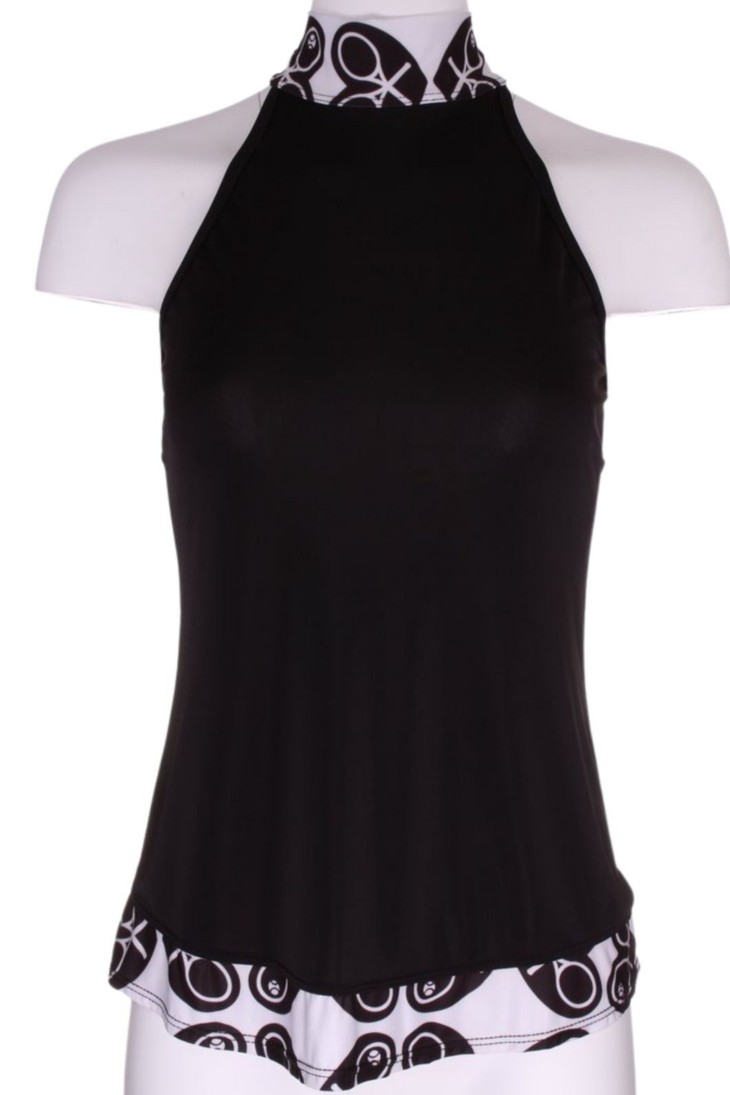 Black Halter Top + Black White Heart Diamond Trim - I LOVE MY DOUBLES PARTNER!!!