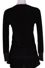 Load image into Gallery viewer, Black Long Sleeve Very Vee Tee w/ Black Mesh - I LOVE MY DOUBLES PARTNER!!!
