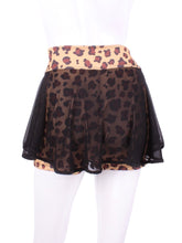 Load image into Gallery viewer, This Black Mesh Skirt Leopard LOVE &quot;O&quot; Skirt has shorties underneath and NO seams on the &quot;O&quot;!  It&#39;s cut like a doughnut to show and move beautifully as you play.  The fabric is uber soft and light - it dries quickly - and protects from UV rays too.  This skirt has a “nearly naked” feel about it.  All of the colors and patterns are LIMITED EDITION - once they are sold - we may or may not make them again exactly the same.
