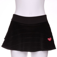 Load image into Gallery viewer, Black Striped Velvet Love &quot;O&quot; Skirt - I LOVE MY DOUBLES PARTNER!!!
