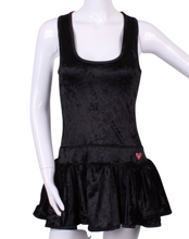 Load image into Gallery viewer, Meet my playful, fun, and very flirty tennis dress The Sandra Dee. I designed it just for you. A tennis player designing for tennis players!  Fits your desire to have a cute outfit, comfortable and sexy, and where you can keep your tennis balls off of your skin!  My exclusive back dry ball pocket looks like a cute tennis net - and more importantly, keeps the yellow fuzz off the thigh!
