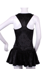 Load image into Gallery viewer, Crushed Black Velvet Sandra Dee Tennis Dress - I LOVE MY DOUBLES PARTNER!!!
